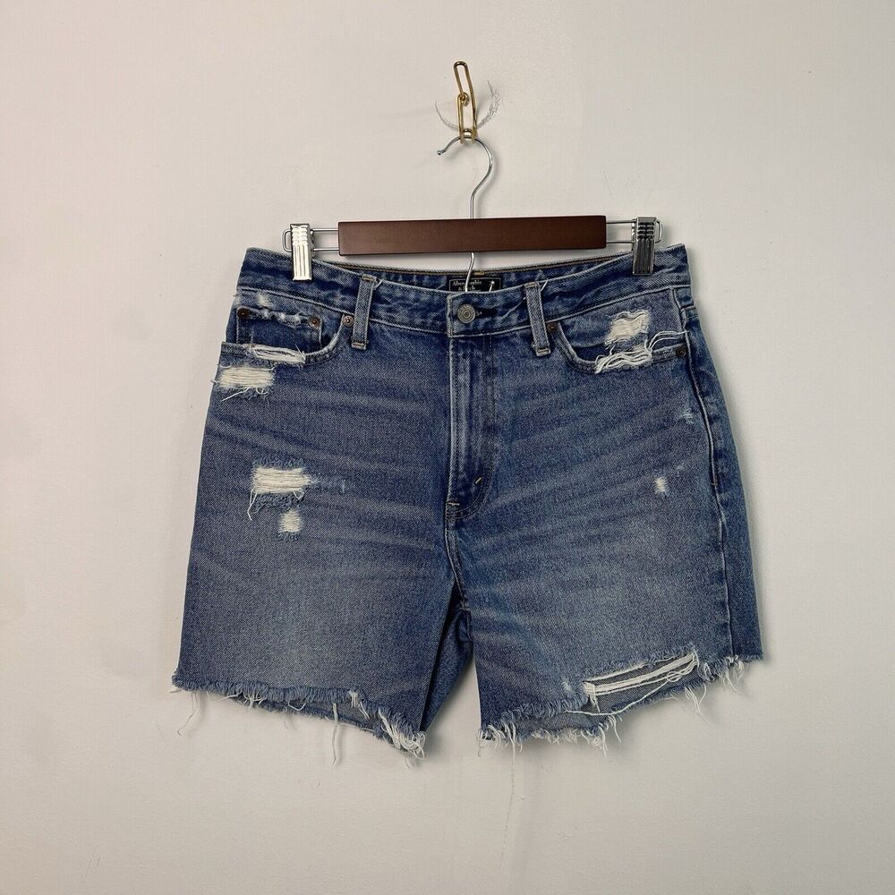 Abercrombie & Fitch Annie High Rise Girlfriend Cut Off Jean Shorts Womens 28x6